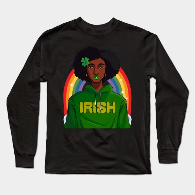 African American Black Leprechaun St Patrick Day Long Sleeve T-Shirt by Noseking